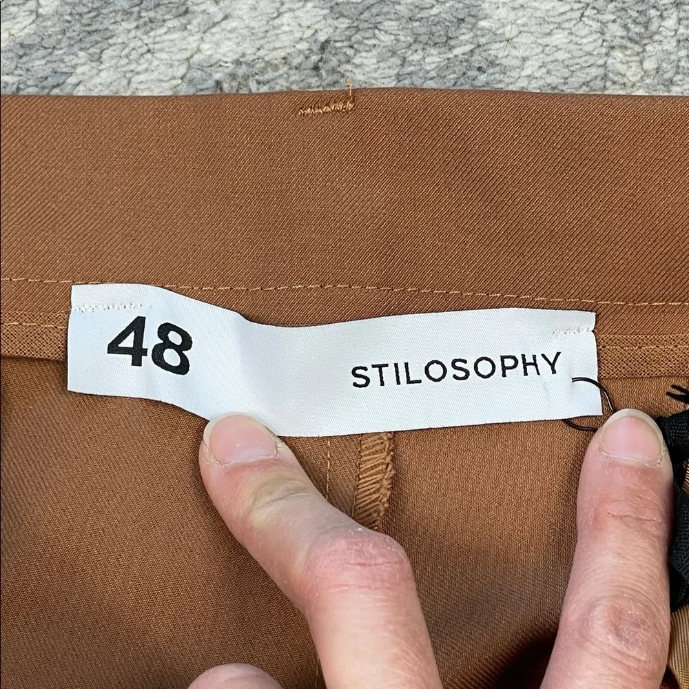 NWT Stilosophy Flannel Pleat Front Trouser Pants Cropped Short Sz IT 48